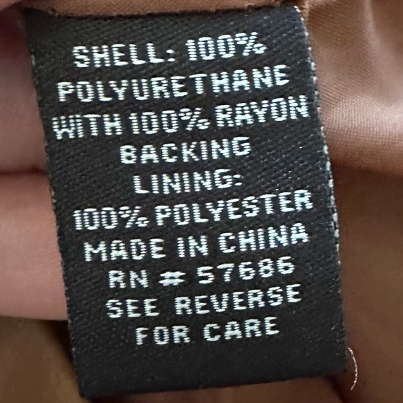 New Look Women's Color Brown Jacket Faux Leather Full Zip Coat - Picture 5 of 5